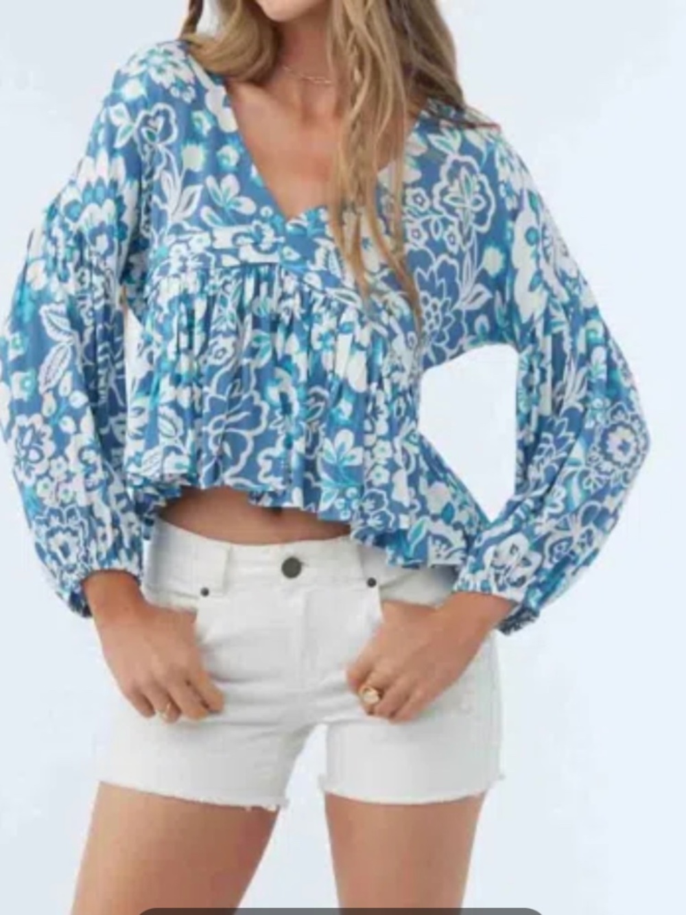 O’Neill MARY CRISTINA FLORAL TOP IN BLUE SiZE XL NWT